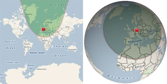 400km buffer around Copenhagen